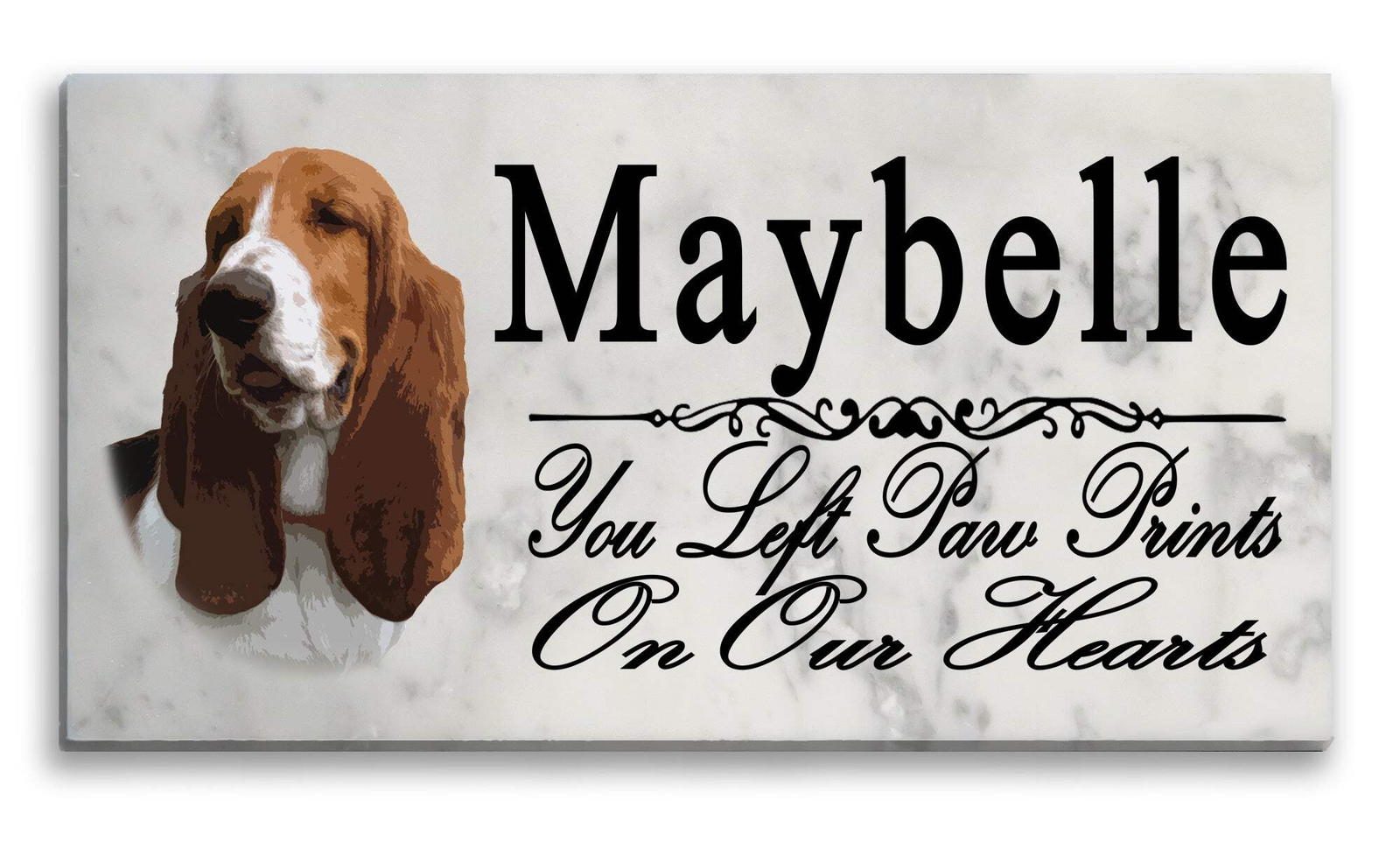 Basset Hound Memorial Marble Stone Plaque Personalized Garden Plaque Grave Marke