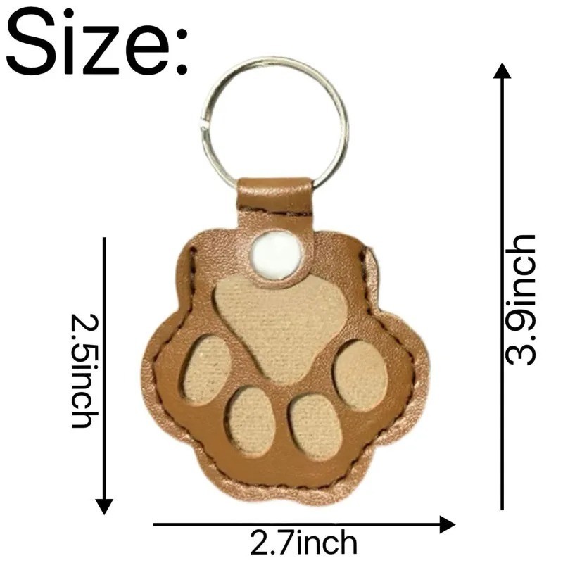 Pets Hair Memorial Keepsake Keychain PU Leather Dog Cat Storage Pouch Bag Charm