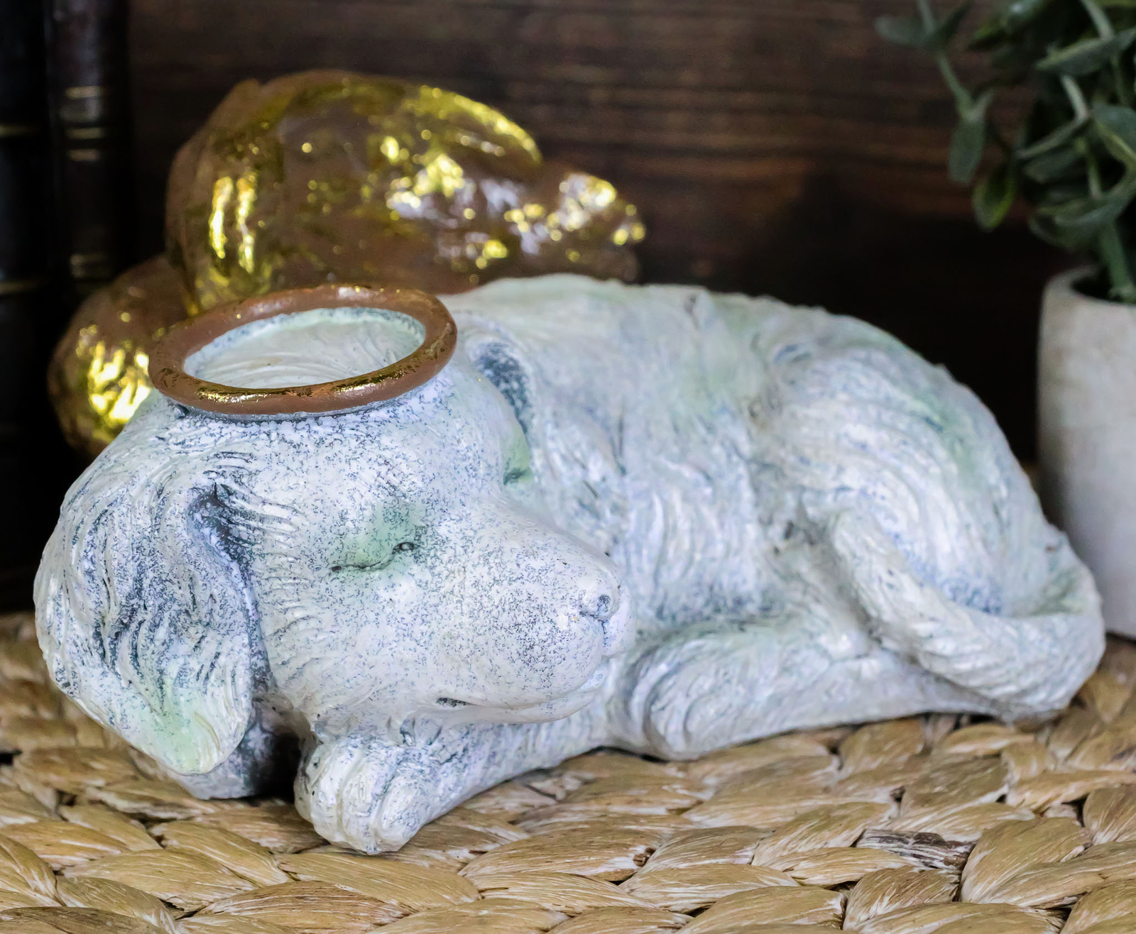 Heavenly Halo Angel Dog Urn Statue 8″L Pet Memorial All Dogs Go To Heaven