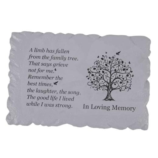 11.8 inches Long Tree of Life Song Polyresin Memorial Garden Stone, Grey Tree