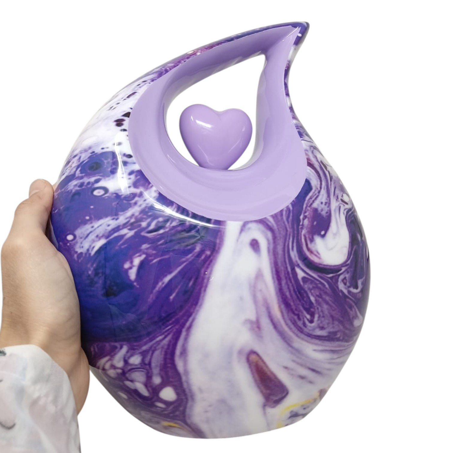 10” Purple Marble Teardrop Cremation Urn up to 200Lbs for Human Ashes Your Love