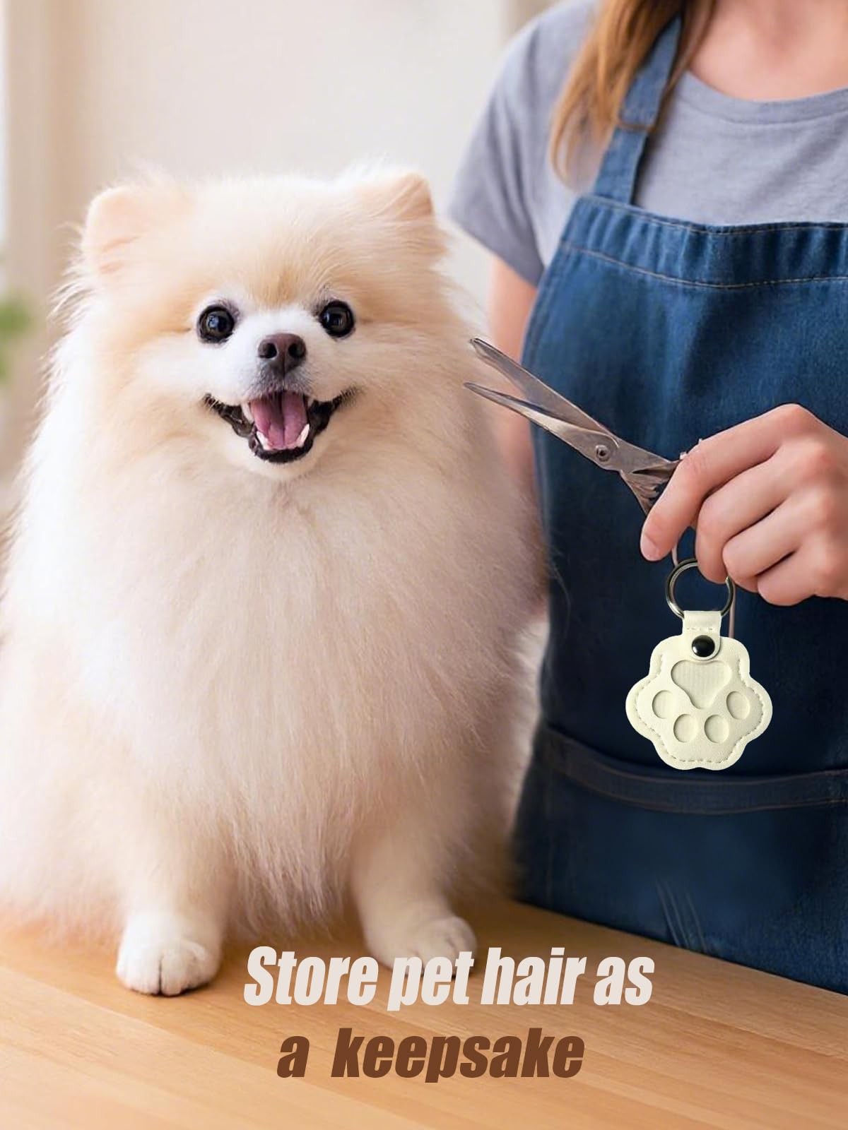 3 Pcs Cat Dog Hair Storage Keychain, Cute Pet Paw Shaped Leather Keychain, Pa…