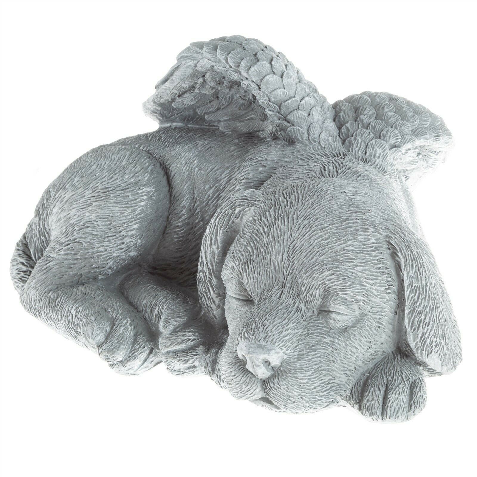 Pet Dog Memorial Sleeping Puppy Statue Angel Wings Grave Marker Keepsake