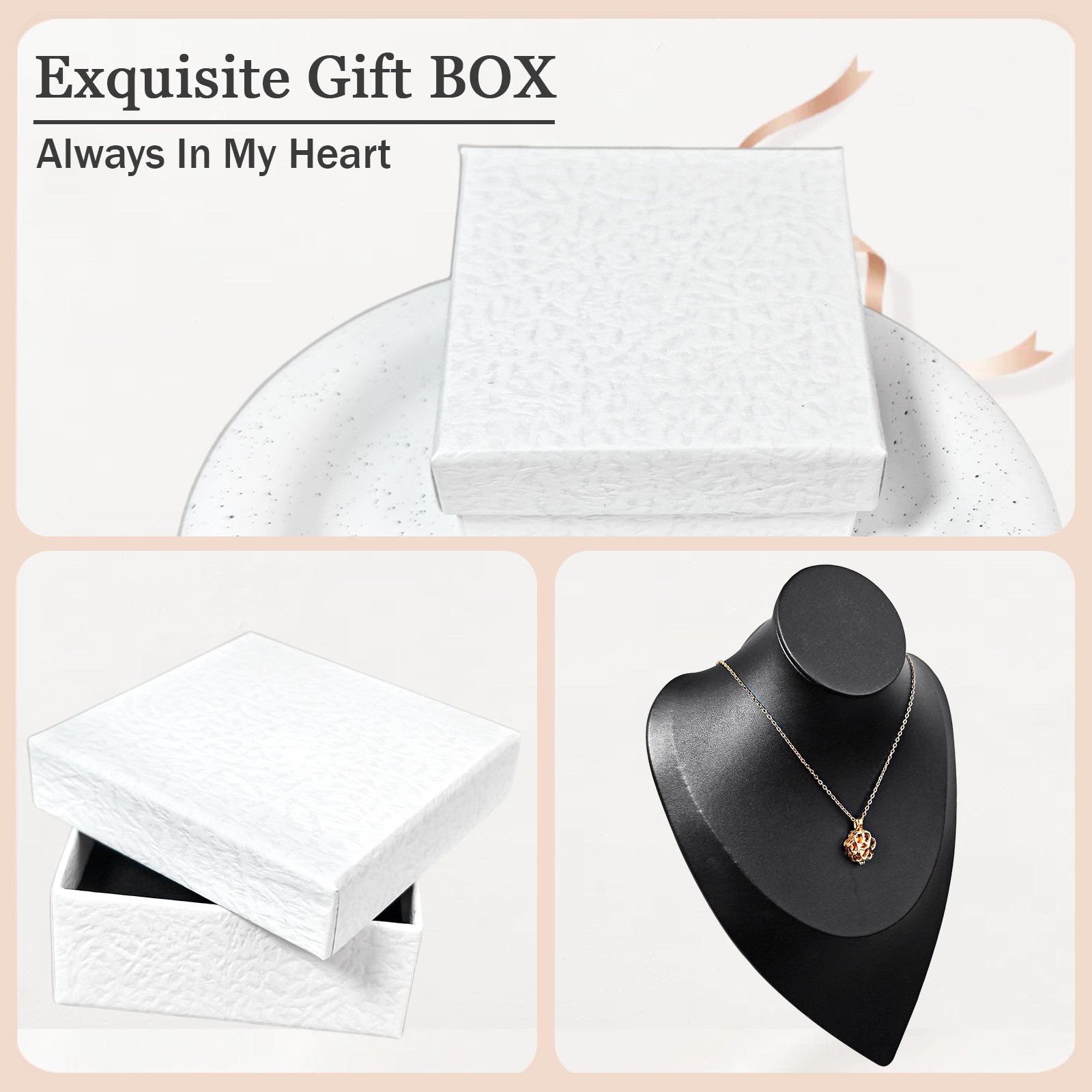 Paw Shaped Pet Ashes Commemorative Necklace For Dog&Cat With Box(Rose gold)