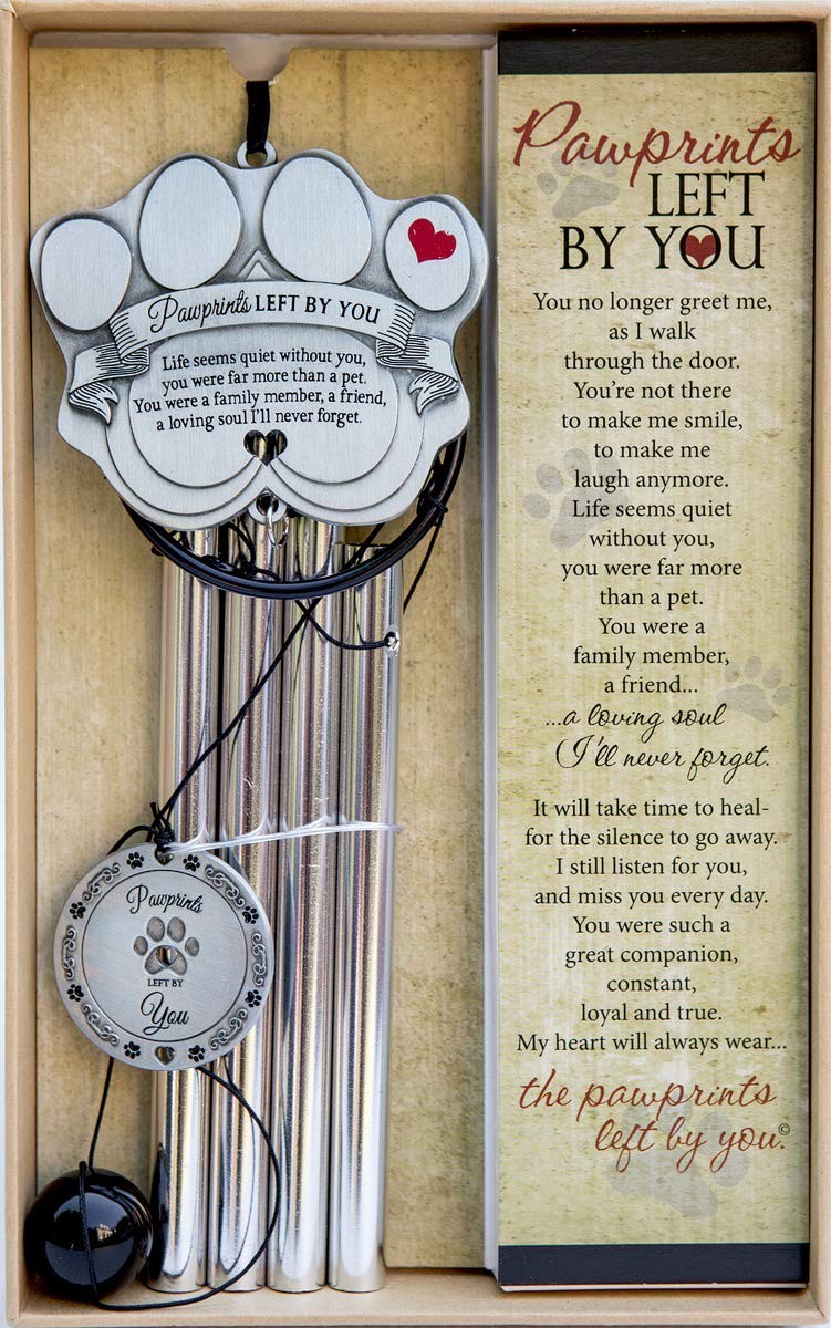 Pet Memorial Wind Chime – 18″ Metal Casted Pawprint Wind Chime – A Beautiful …