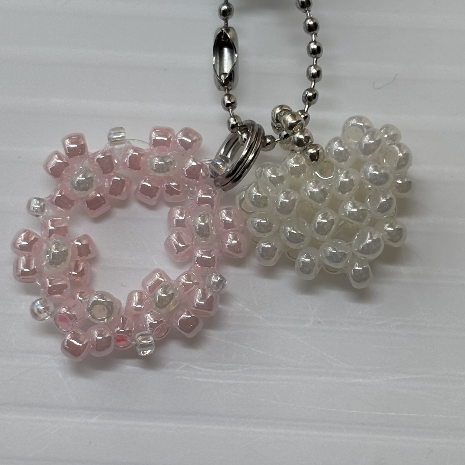 Cremation Ashes Keychain – Cremation Keepsake(with pink ring and white heart)