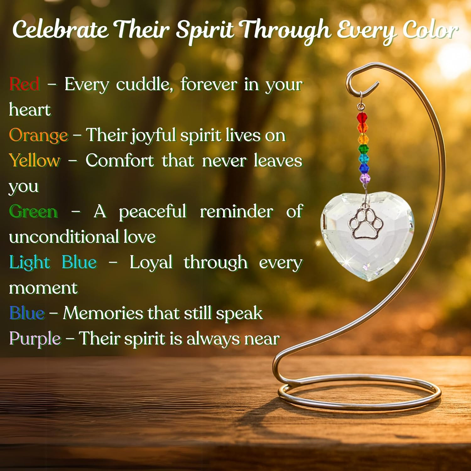 Otterpets Dog Memorial Gifts for Loss of Dog, Rainbow Bridge Crystal Heart and P
