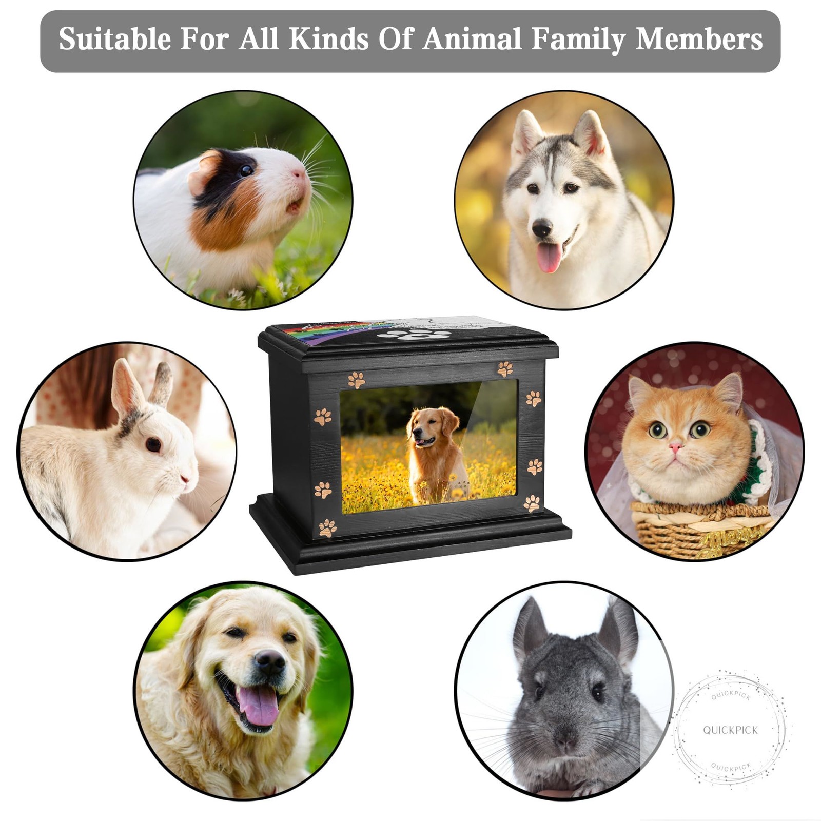 Pet Memorial Urns for Dogs or Cats Ashes, Large Wooden Funeral Pets Memorial Urn