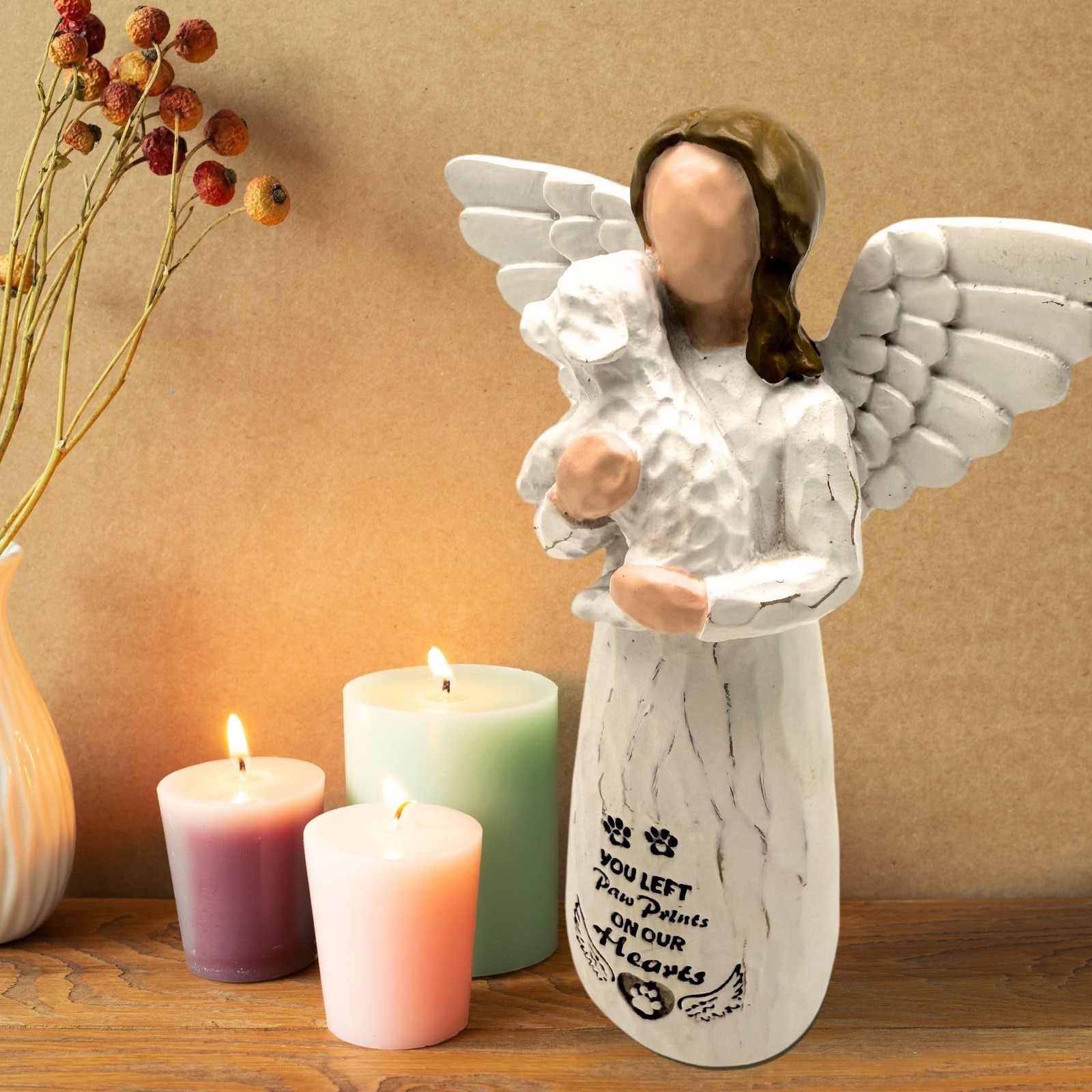 Dog Memorial Angel Figurine – Loss of Dog Sympathy Gift, White