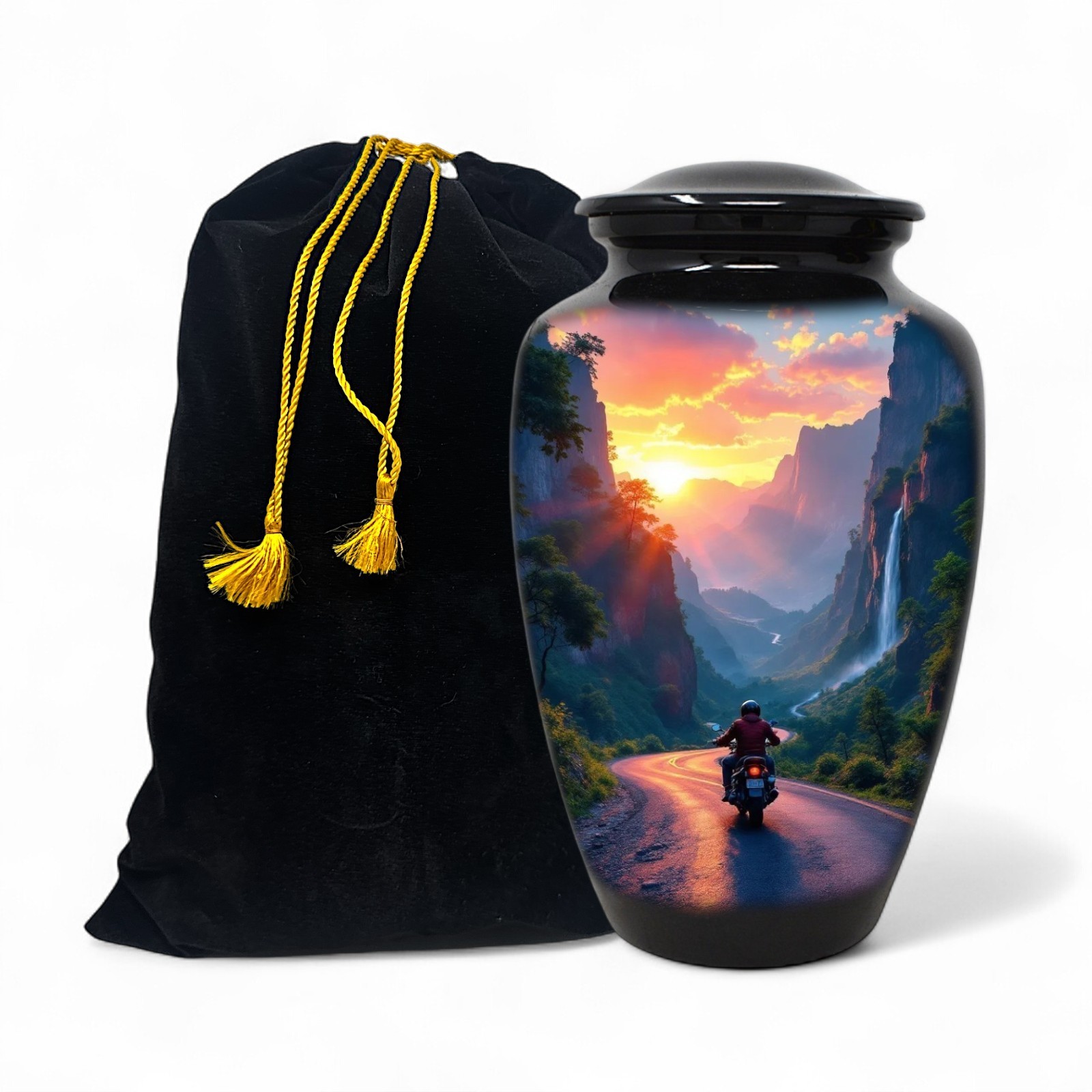 Cremation Urn for Adult Human Ashes 10.5in Biker Motorcycle Memorial Urn