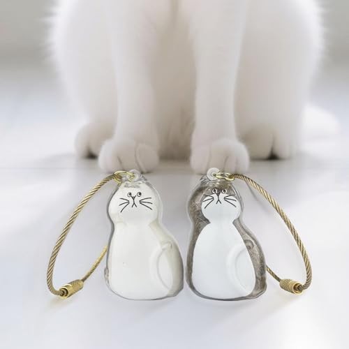 Cat Hair Keychain – 2Pcs Cat Hair Storage Bottle – Pet Fur A-Mustache Cat