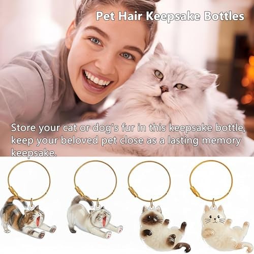 Cat Hair Keepsake Bottles Cat Fur Collector Keychain Cat Fur Storage Bottle