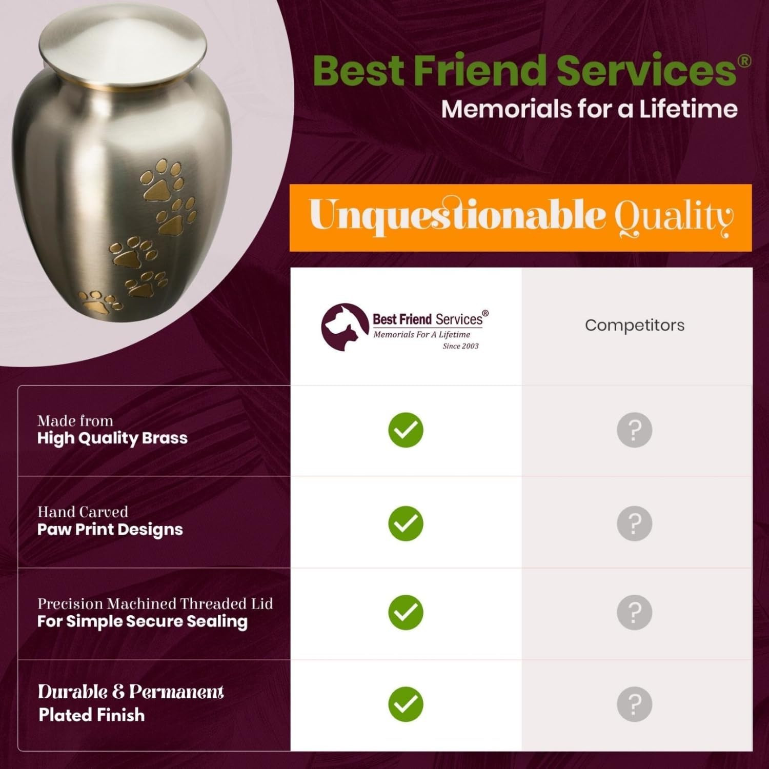 Pet Urn – Ottillie Paws Legacy Memorial Pet Cremation Urns for Dogs and Cats Ash