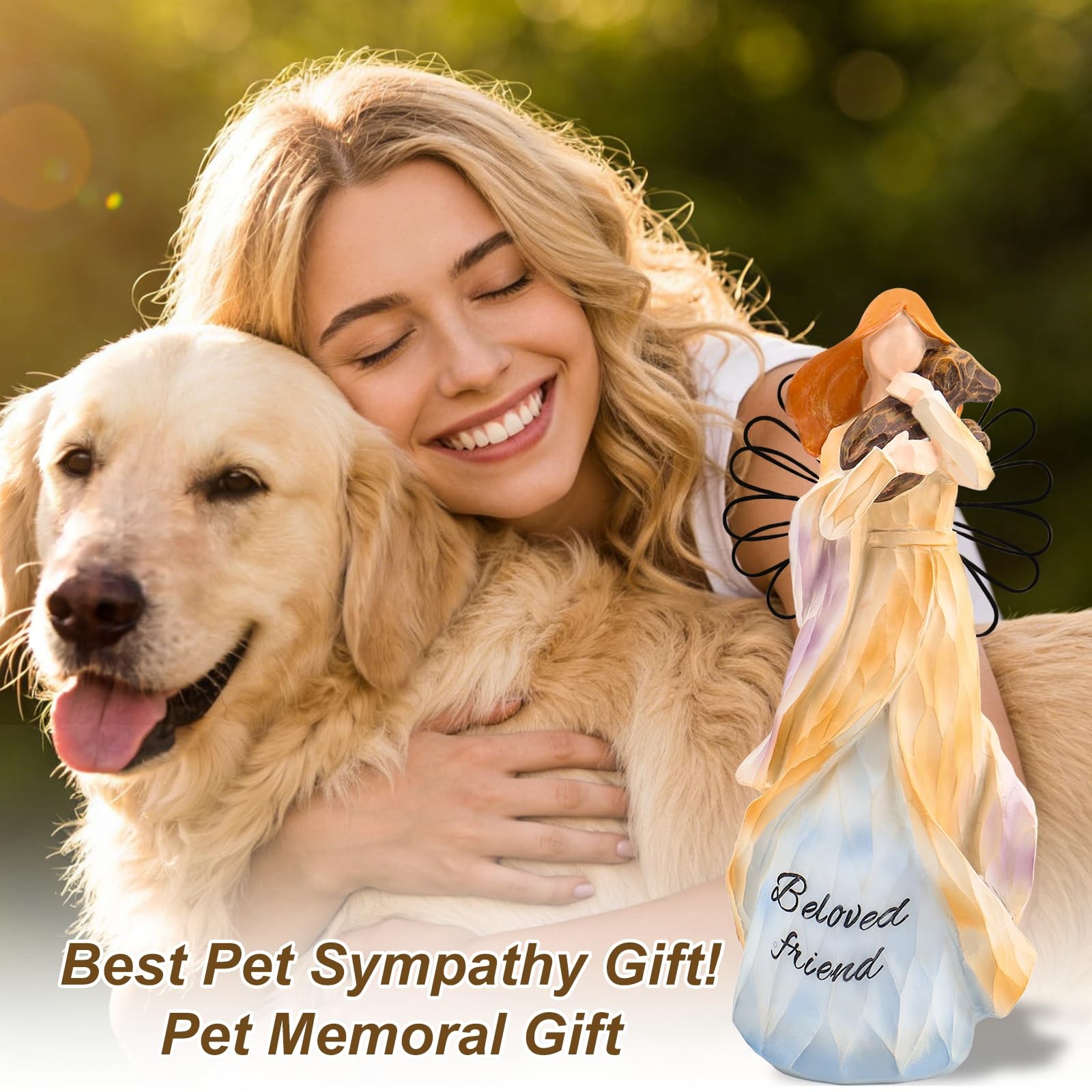Dog Memorial Gifts for Loss of Dog – Angel Figurine Holding Dog, Resin Pet Lo…