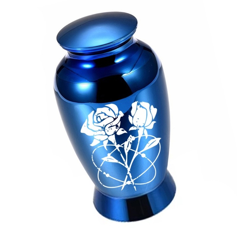 Metal Pet Cremation Urn For Dog Cats Ashes Storage Elegant Pattern Safe Lid
