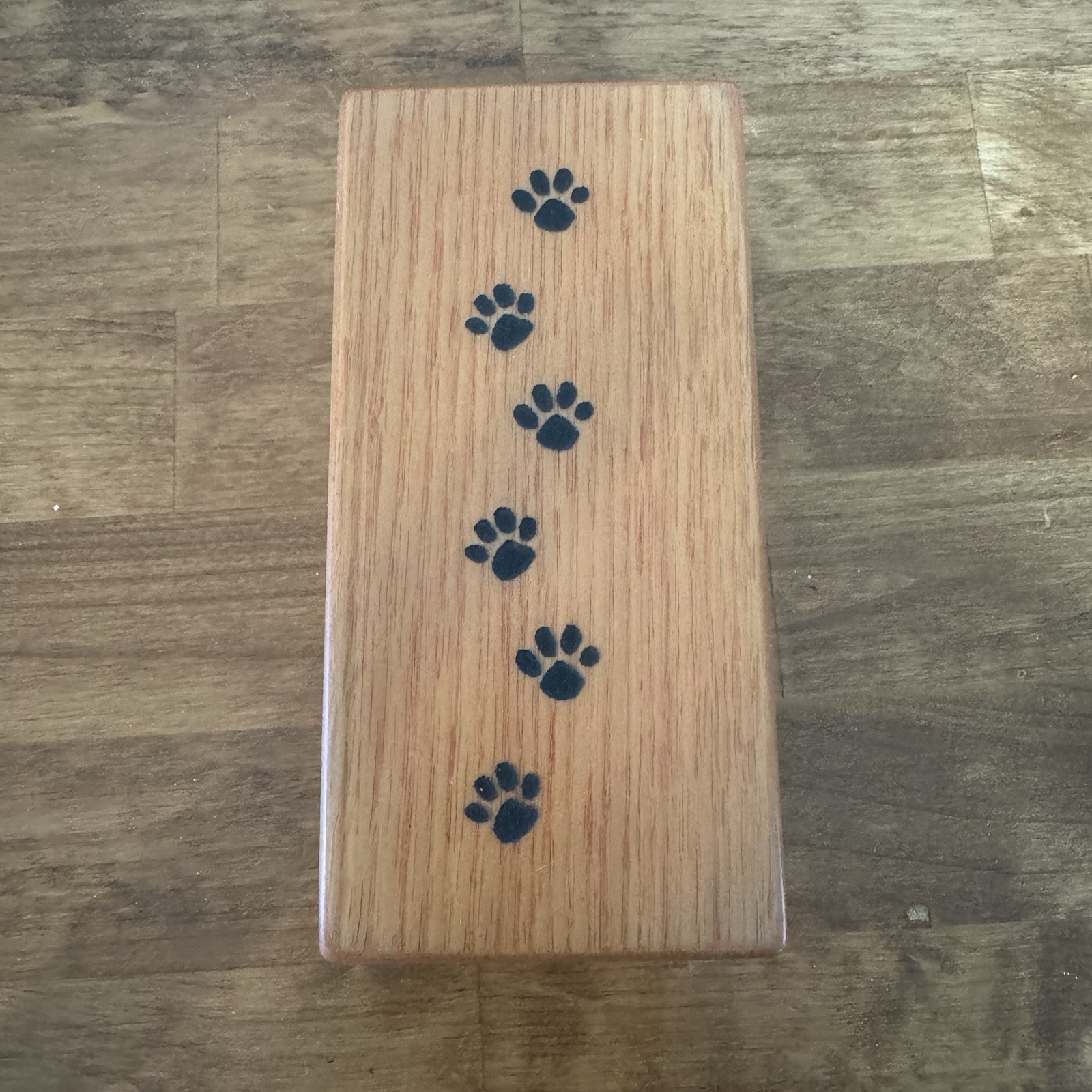Pet Cremation Urn Inlay Paw Print Wood Box Cat Dog Ashes Memorial Chest 8”