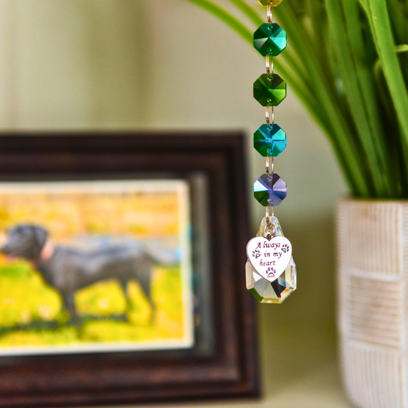 Pet Perennials Pet Memorial Suncatcher – Crystal Rainbow Prism with Angel Wings