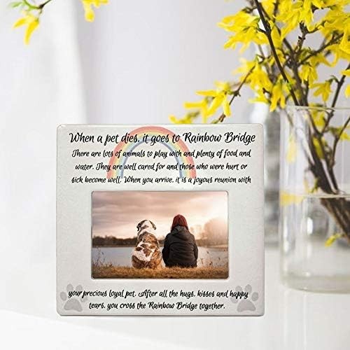 Pet Memorial Picture Frame 4×6 – Rainbow Bridge Poem Frame for Dog or Cat – Pet