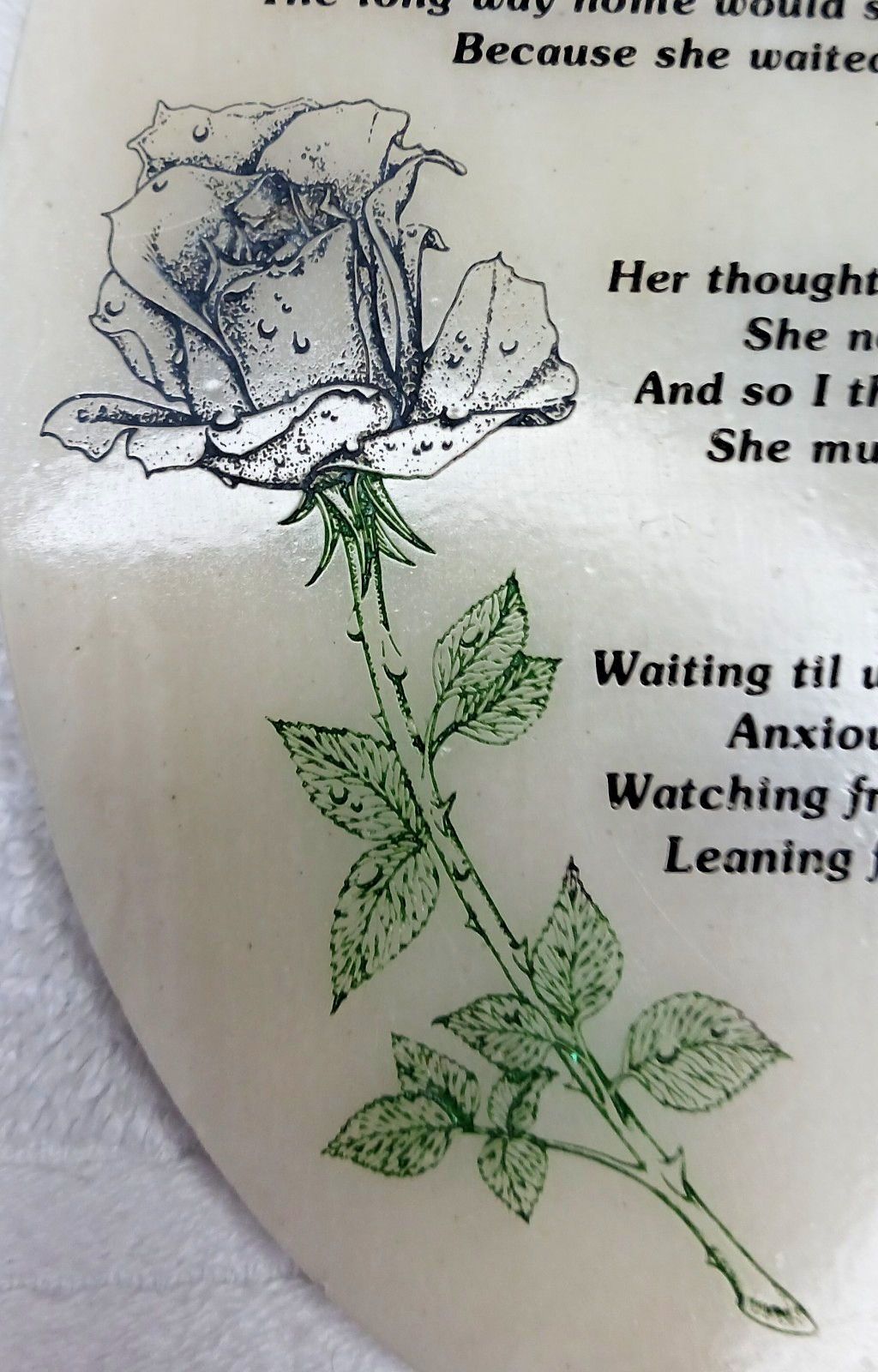 Pet Remembrance Plaque Engraved Stone Black Rose & Poem Handmade 6×4 Oval