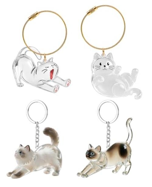 4 PCS Cat Hair Memorial Keepsake – Pet Fur Keychain Collecting Hair for Pet