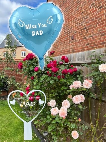 Heart Dad Garden Stake Memorial Remembrance Plaque for Cemetery, Outdoors,