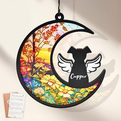 DIY Dog Memorial Gifts for Loss of Dog, 2-Layer Dog Angel Memorial Suncatcher wi