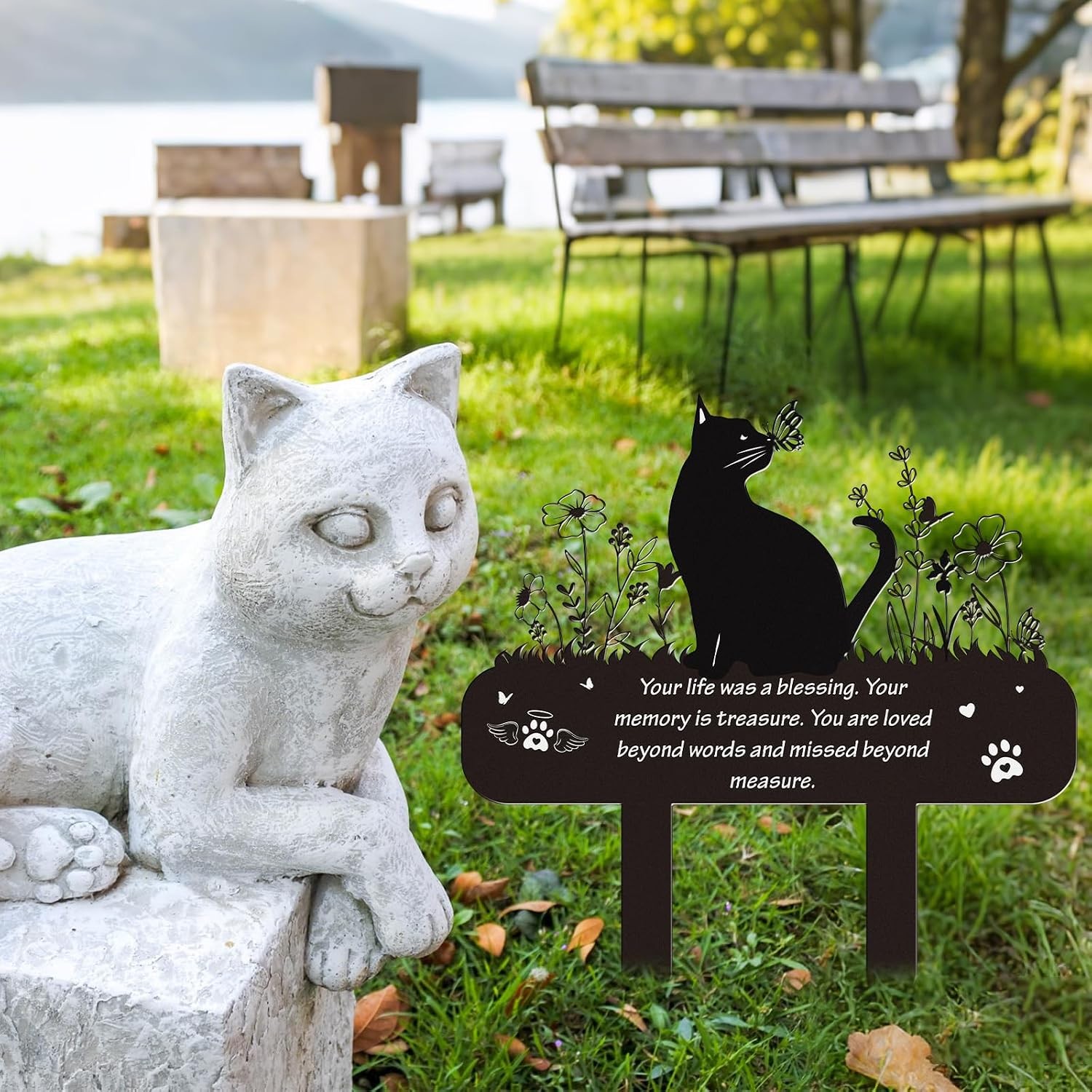 Pet Cat Memorial Grave Markers – Rngmsi Flowers Butterfly Cat Metal Garden Stake