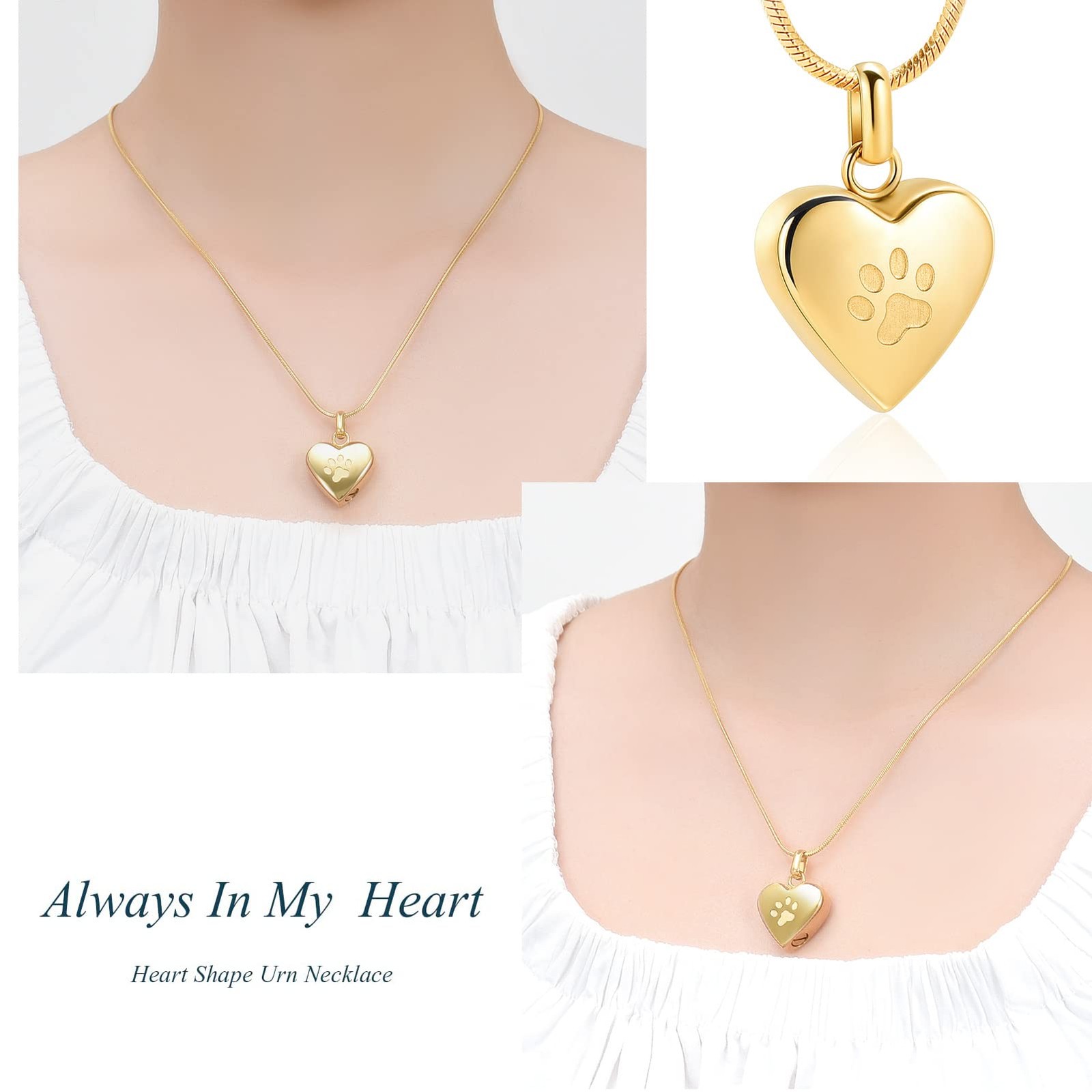 zeqingjw Pet Cremation Jewelry for Ashes Pendant Paw Print Heart Urn Necklace…