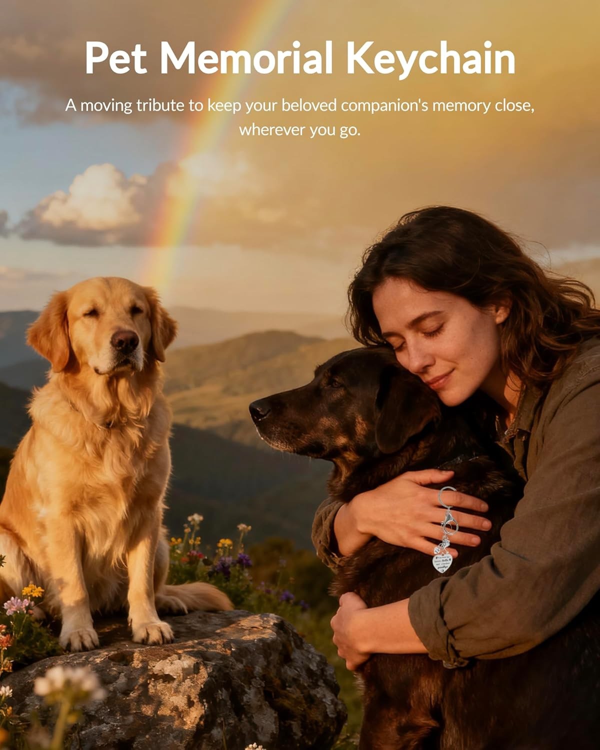 Pet Memorial Gifts for Loss of Dog, Rainbow Loss Sympathy Gift Bridge Keychain f