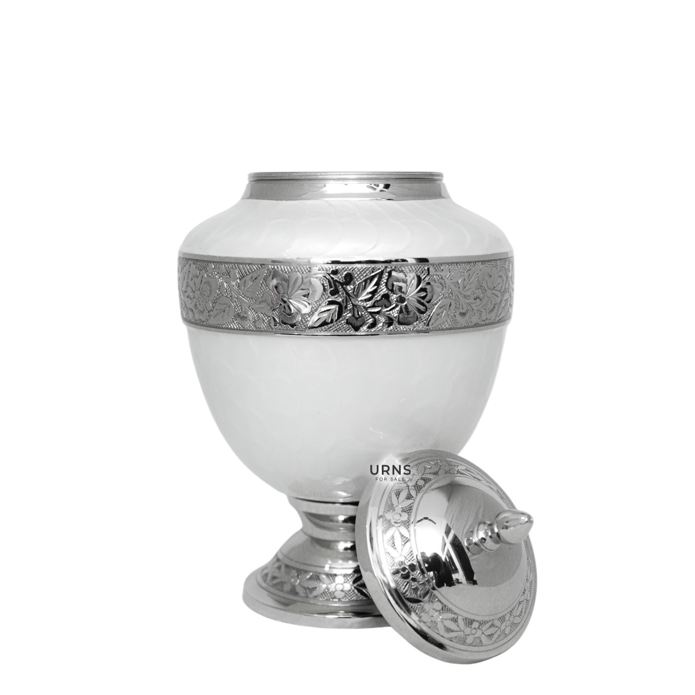 Whisper of Pearls Brass Cremation Urn – Elegant White Memorial