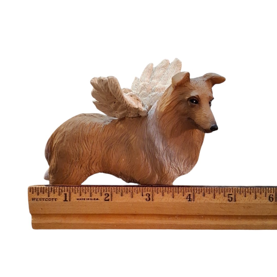 Angel Wings Grave Collie Dog Puppy Memorial Pet Marker Statue Figurine 4″x4″