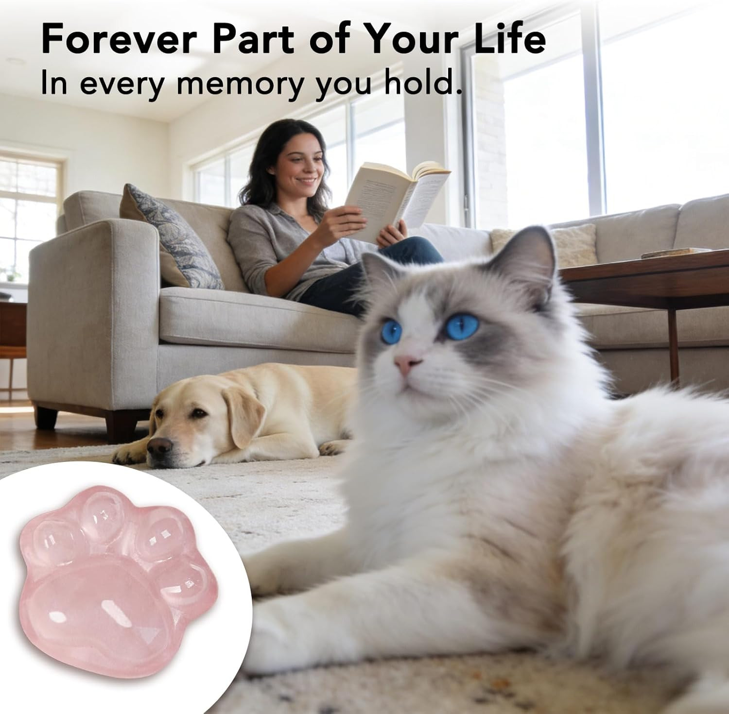Pet Loss Sympathy Gift – Rose Quartz Heart Crystal with Memorial Card, in Loving