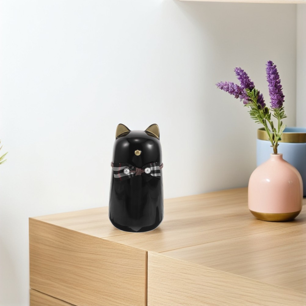 Decorative Black Cat Funeral Urn Ceramic Keepsake Box for Pet Ashes Storage