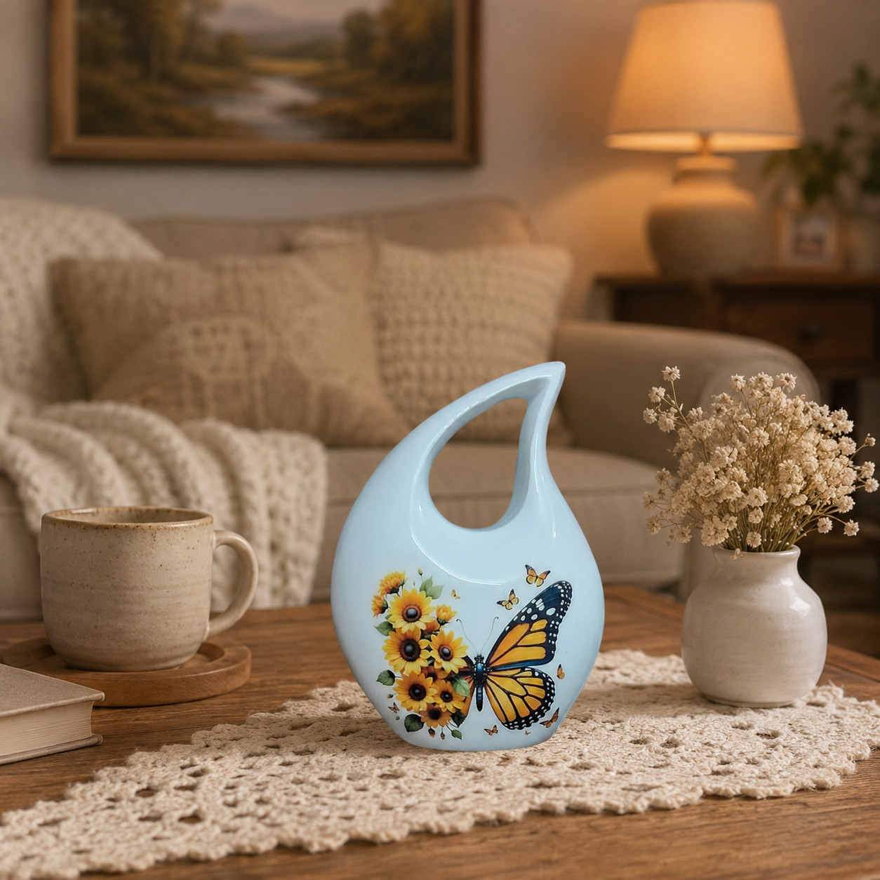 White Mini Teardrop Cremation Urn for Human & Pet Ashes Keepsake – Unique Gift