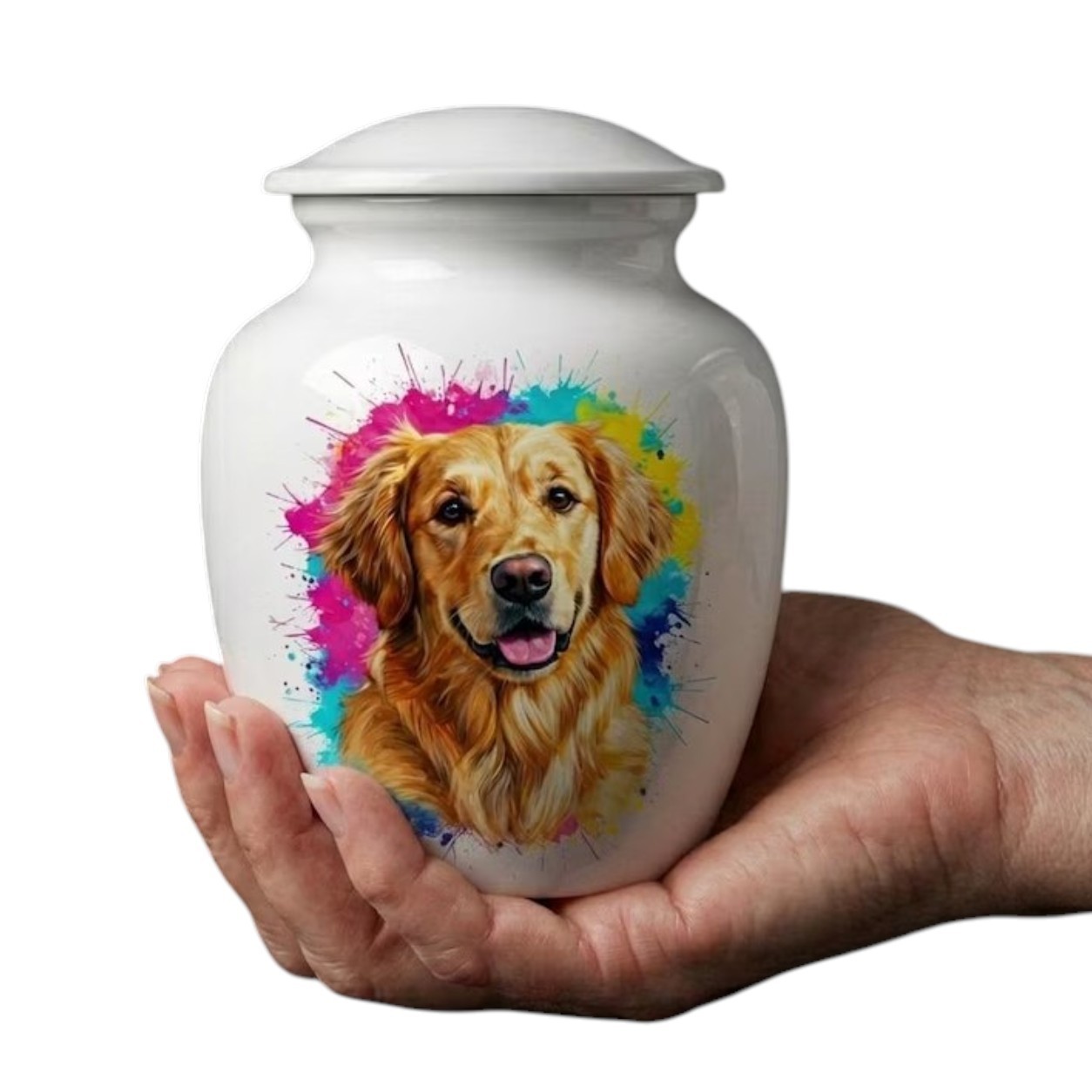 8 Inch Dog Cremation Urn for Pet Memorial Ashes Medium Metal Urns Loss Gift New.