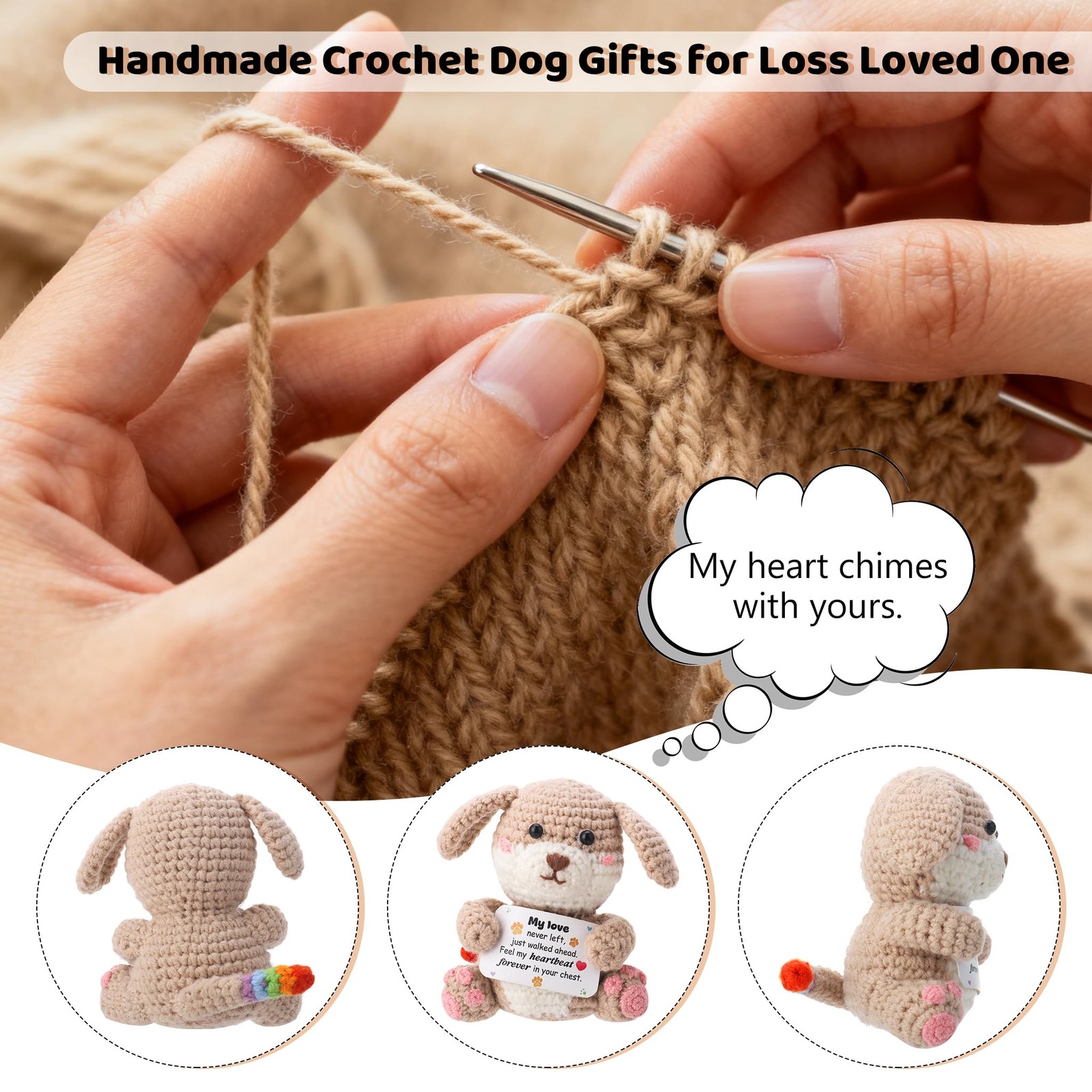 Dog Memorial Gifts 26″ Pet Memorial Wind Chime with Crochet Doll Loss of Dog …