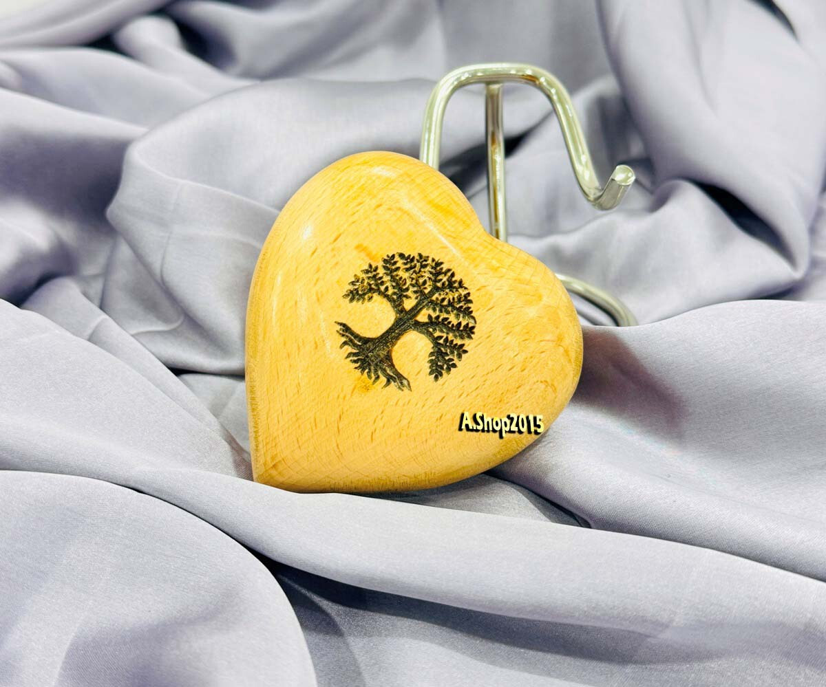 Tree of Life Wooden Heart Keepsake Cremation Urn for Human pet Ashes
