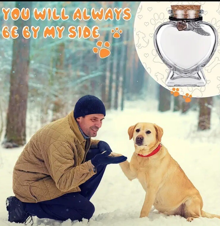 Glass Memorial Pet Fur Keepsake Jar – Cork Dog Charm Hair Display Loss