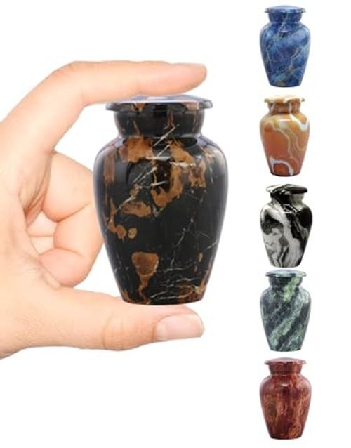 Marble Finish Sharing Urn – Mini Metal Cremation Urn for Keepsake Dynasty Black