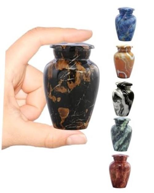 Marble Finish Sharing Urn – Mini Metal Cremation Urn for Keepsake Dynasty Black