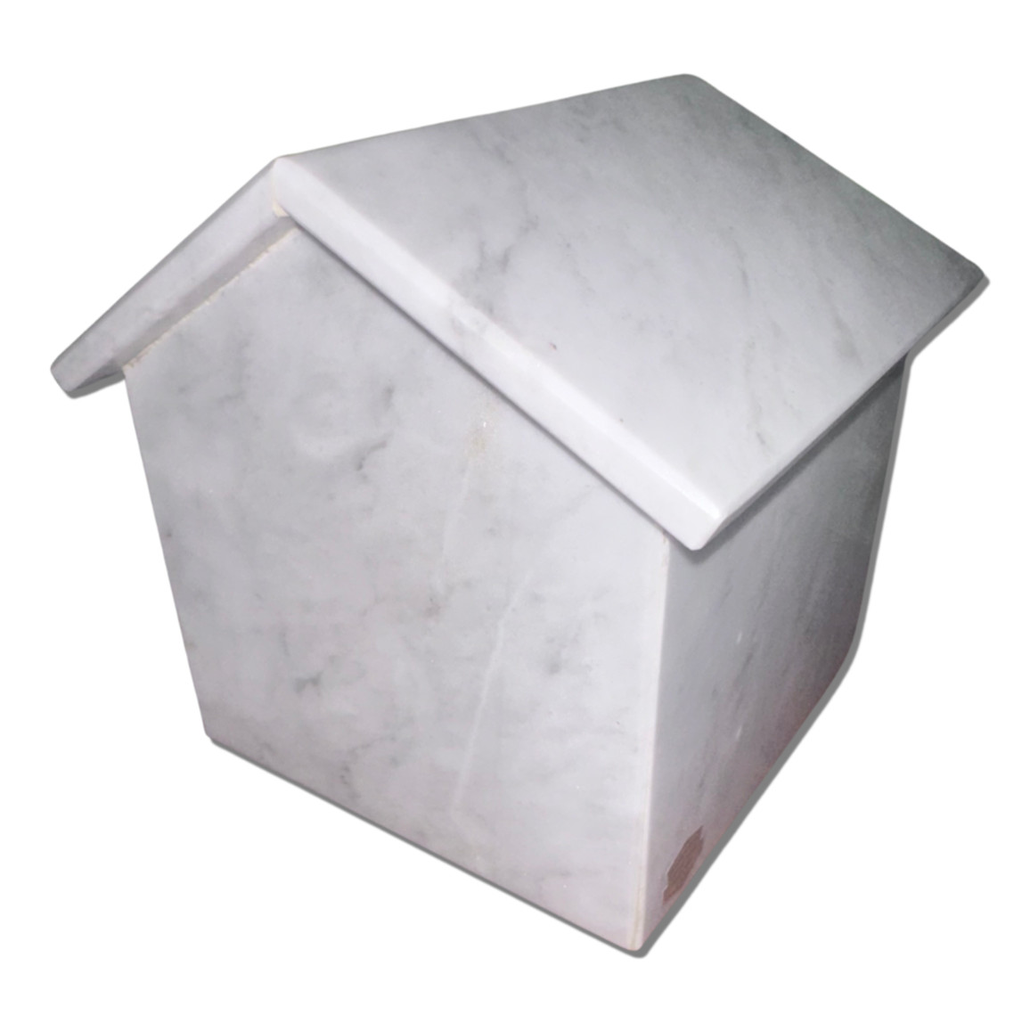 Natural white marble pet urn memorial for dog cat cremains handmade doghouse
