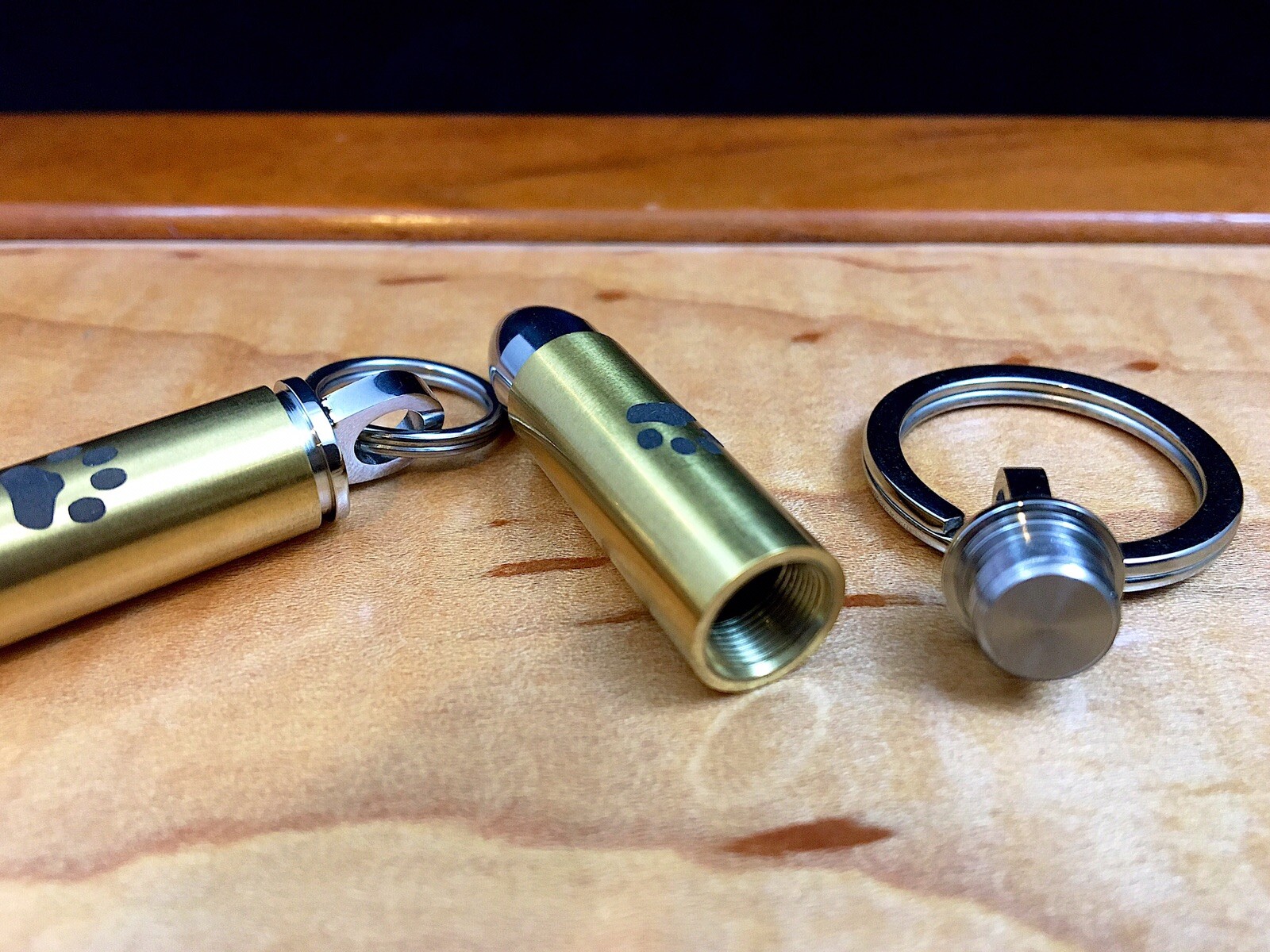 Mens Bullet Cremation Necklace Pendant Urn 4 Ashes LARGE VIAL Pet Paw Print Dog