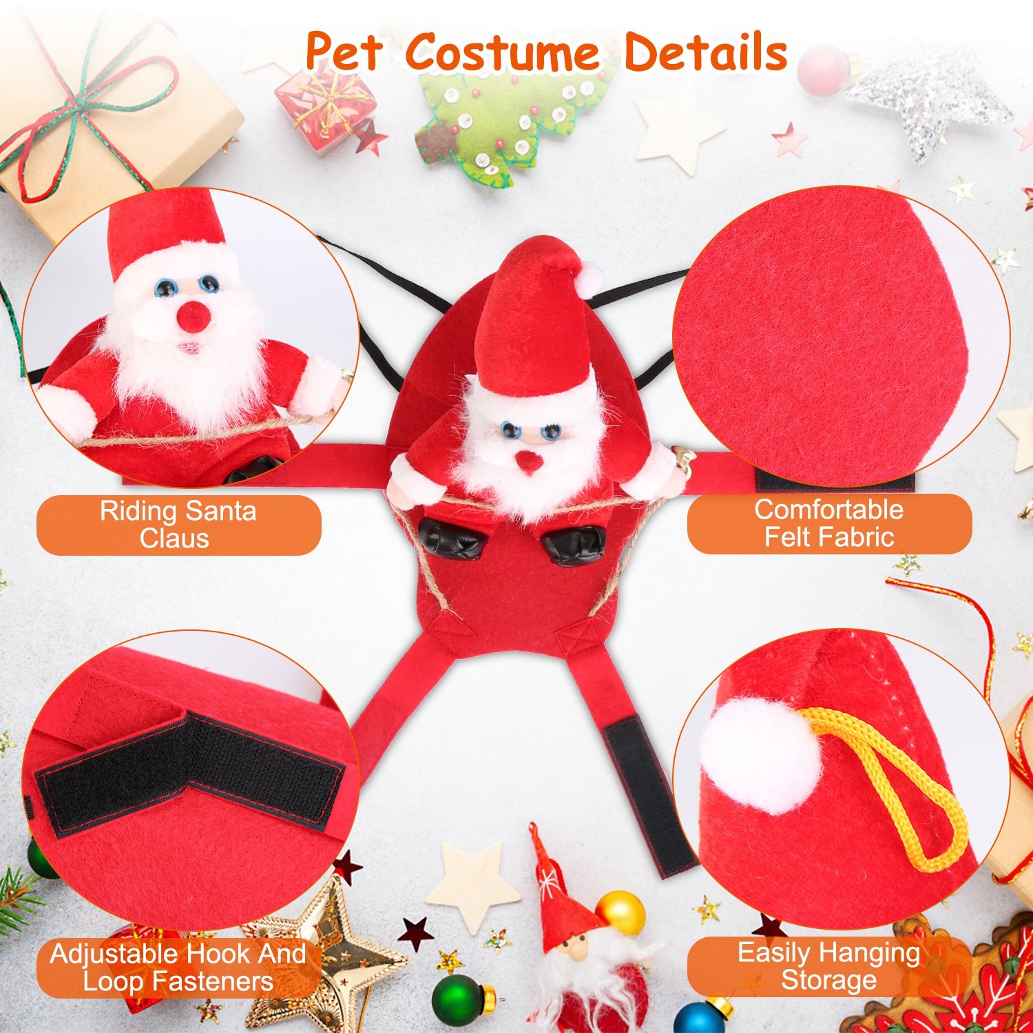 S-M-L-XL Options — 1Pc Pet Christmas Costumes Red Winter Coat For Dog Riding Sa