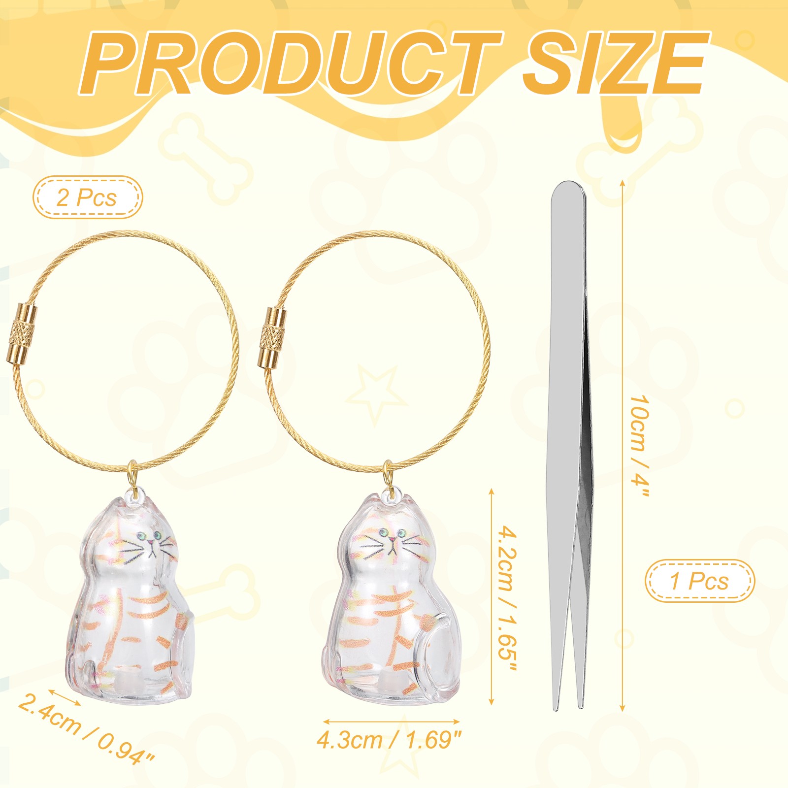 2Pcs Cat Hair Collector Keychain with Tweezers Style 10
