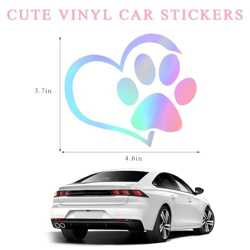 Yourkar Pet Dog Paw Print Sticker, Love Heart Dog Paw Stamped Colorful