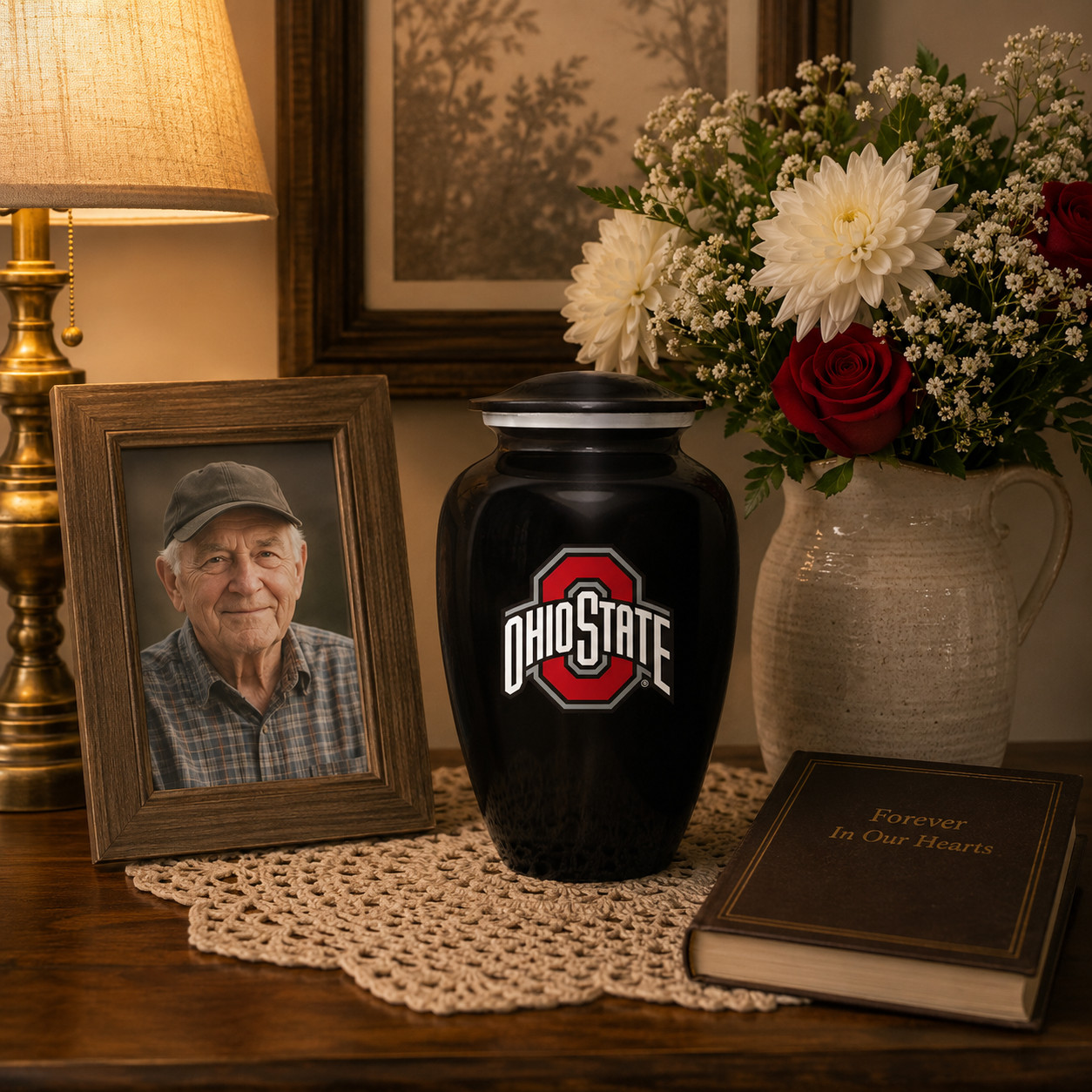 Ohio State Buckeyes Cremation Urn Memorial Black Adult Human Ashes for Men Women