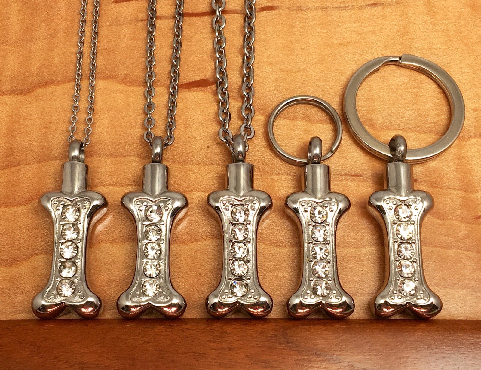Dog Bone Cremation Necklace Crystals Ladies Urn Jewelry Pendant for Ashes Girls