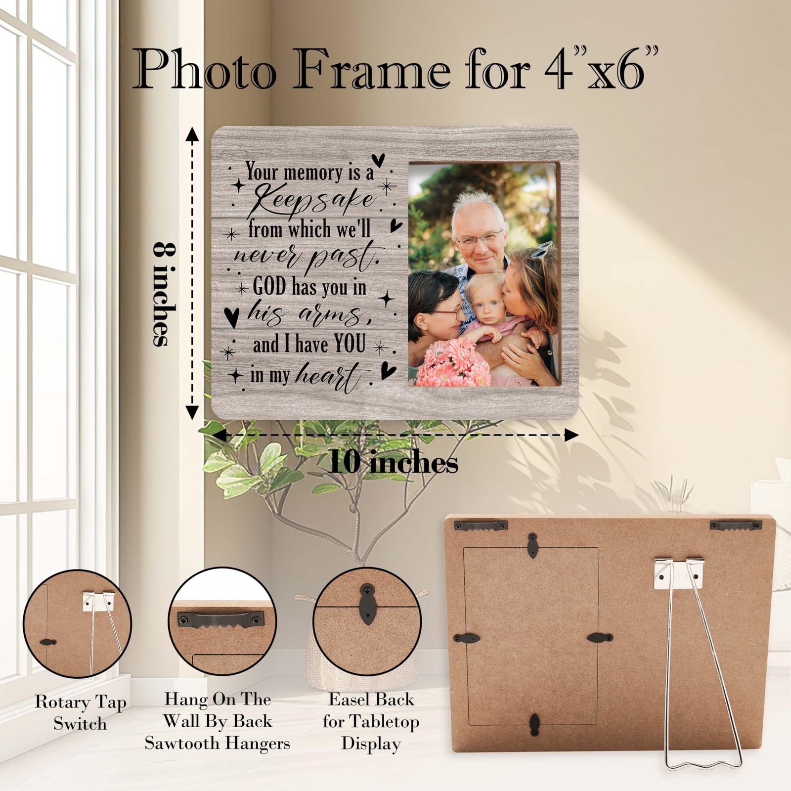 Memorial Picture Frame – In Loving Memory Wooden Photo Frame, Sympathy & Bere…