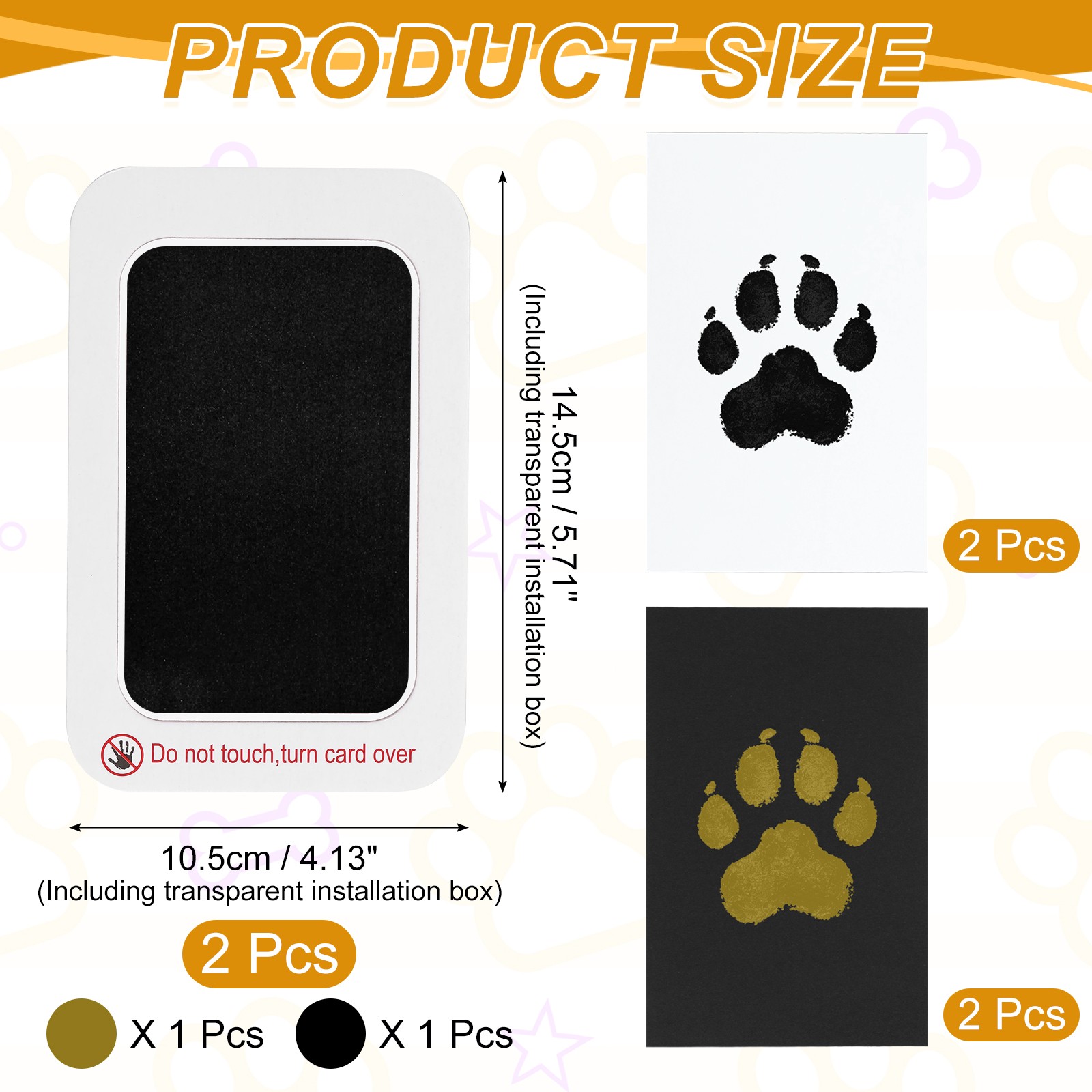 Pet Paw Print Kit 5.7″X4.1″ Paw Print Impression Black Gold 2 Set