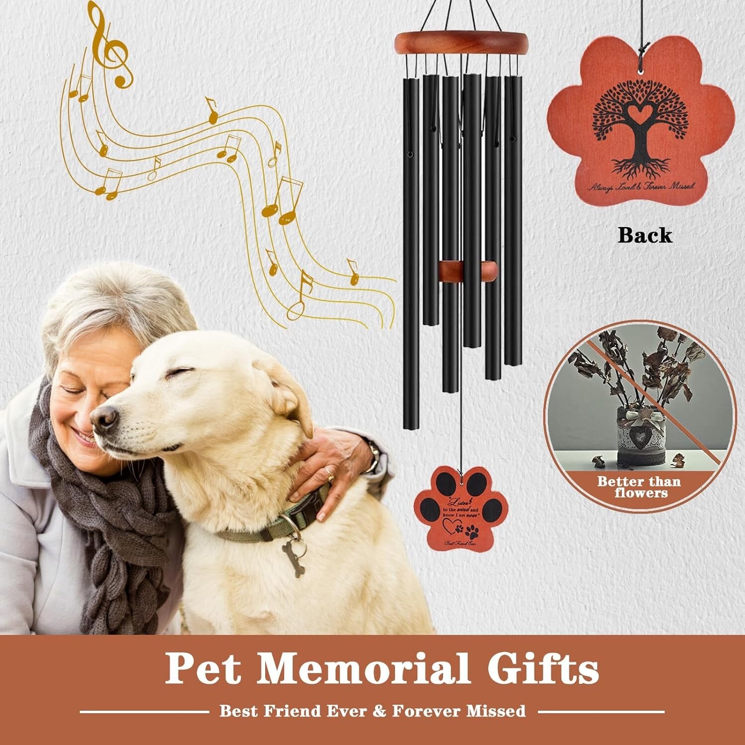 Hand-Tuned Pet Memorial Wind Chime – Comforting Gift for Dog Lovers and Grievers